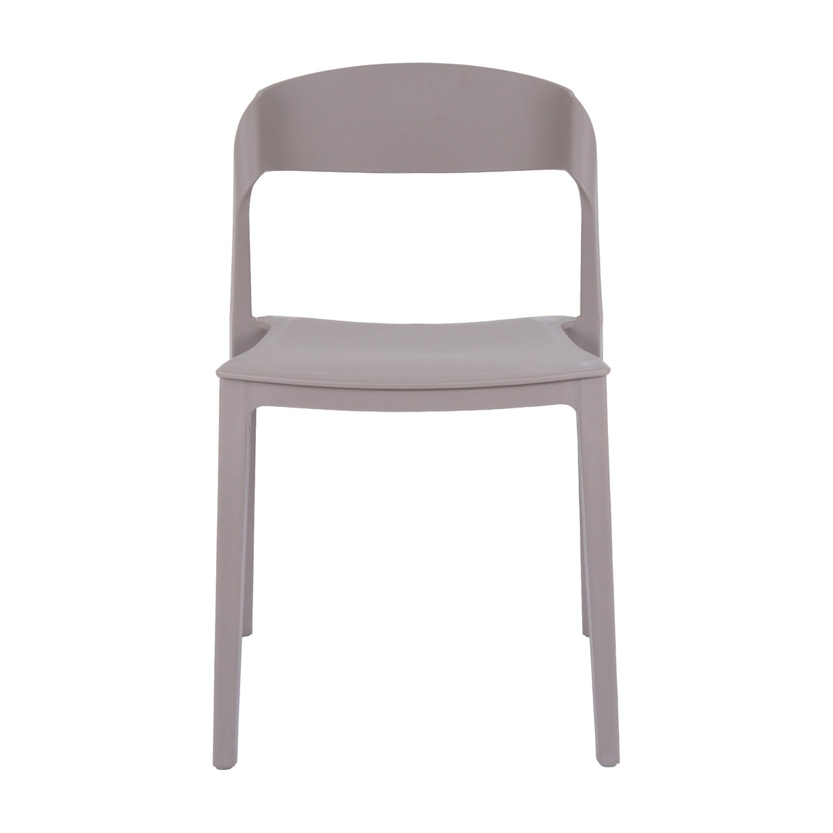 Hill Interiors Stone-Effect Moulded Accent Chair in beige, front view showing curved low back and contoured seat on four legs, plain white background.