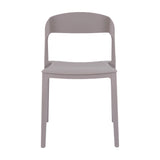 Hill Interiors Stone-Effect Moulded Accent Chair in beige, front view showing curved low back and contoured seat on four legs, plain white background.