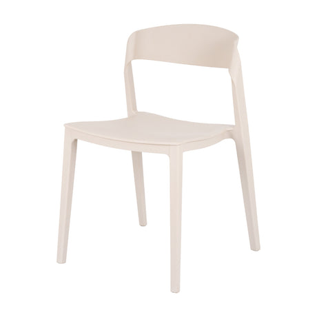 Hill Interiors Moulded Accent Chair in beige plastic with a curved back and seat on tapered legs, shown against a plain white background.