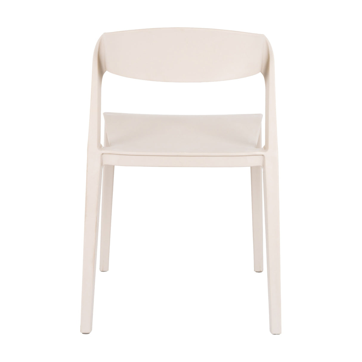 Hill Interiors Moulded Accent Chair in beige plastic with a curved back and compact four-leg form, shown front-on against a plain white background.
