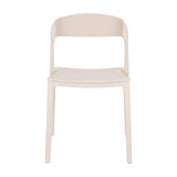 Hill Interiors Moulded Accent Chair in beige plastic with a curved open back and compact four-leg base, shown against a plain white background.