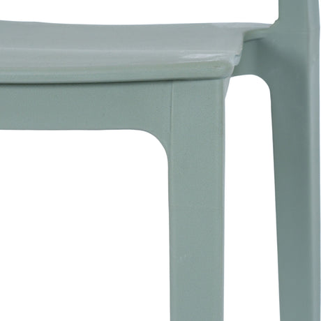 Close-up of the Hill Interiors French Grey Accent Chair showing the moulded plastic seat edge and tapered legs in a smooth grey finish.