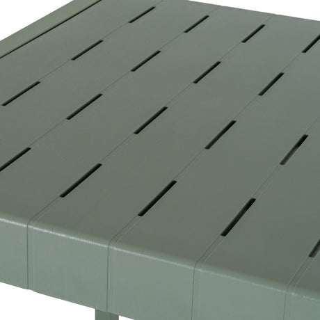 Close-up of Hill Interiors Cube Side Table in French grey, showing the slatted square top and smooth matte plastic finish.