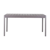 Hill Interiors Stone-Effect Side Table in beige, a rectangular moulded plastic table with slatted top and slim square legs, shown on a plain white background.