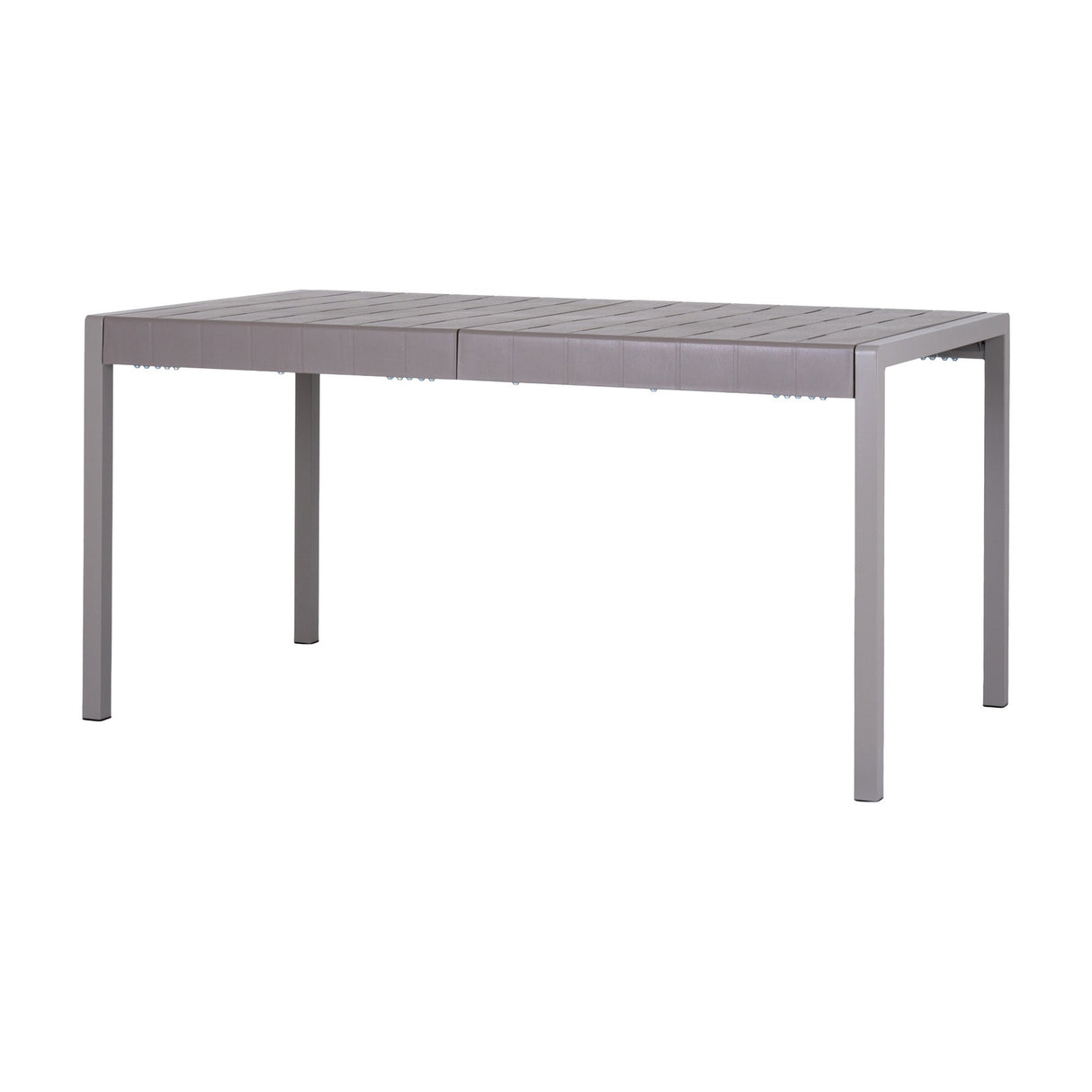 Hill Interiors Stone-Effect Side Table in beige, a rectangular slatted moulded plastic table with square legs, shown on a plain white background.