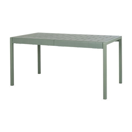 Hill Interiors French Grey Table in matte plastic with a slatted rectangular top and slim square legs, shown against a plain white background.