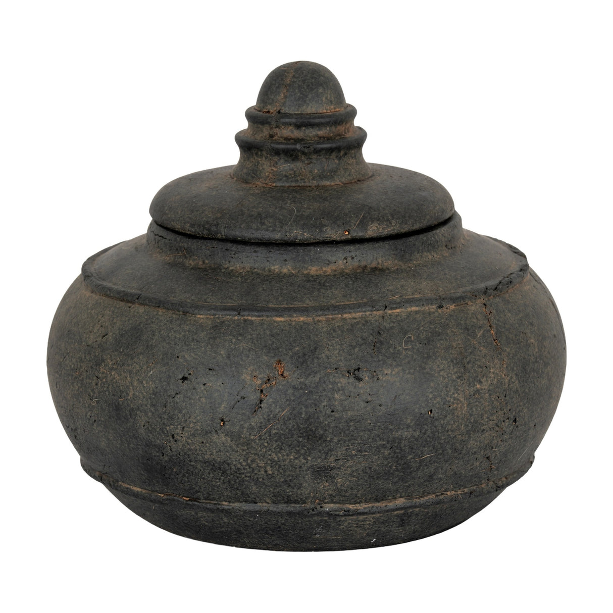 Large Ceramic Pot with Lid – Black