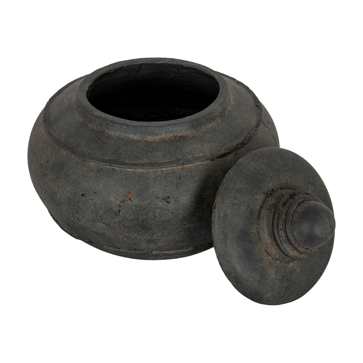 Large Ceramic Pot with Lid – Black