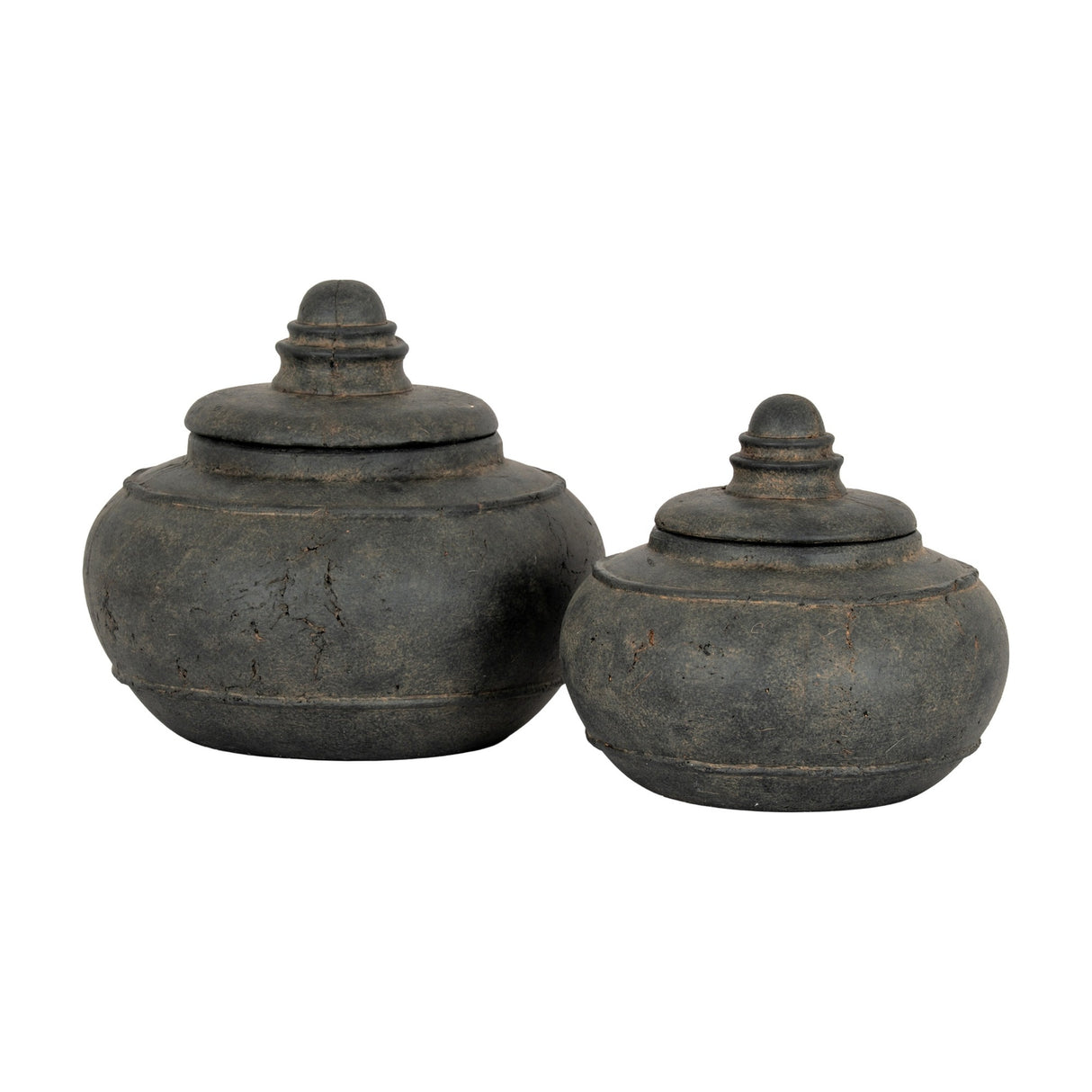 Large Ceramic Pot with Lid – Black
