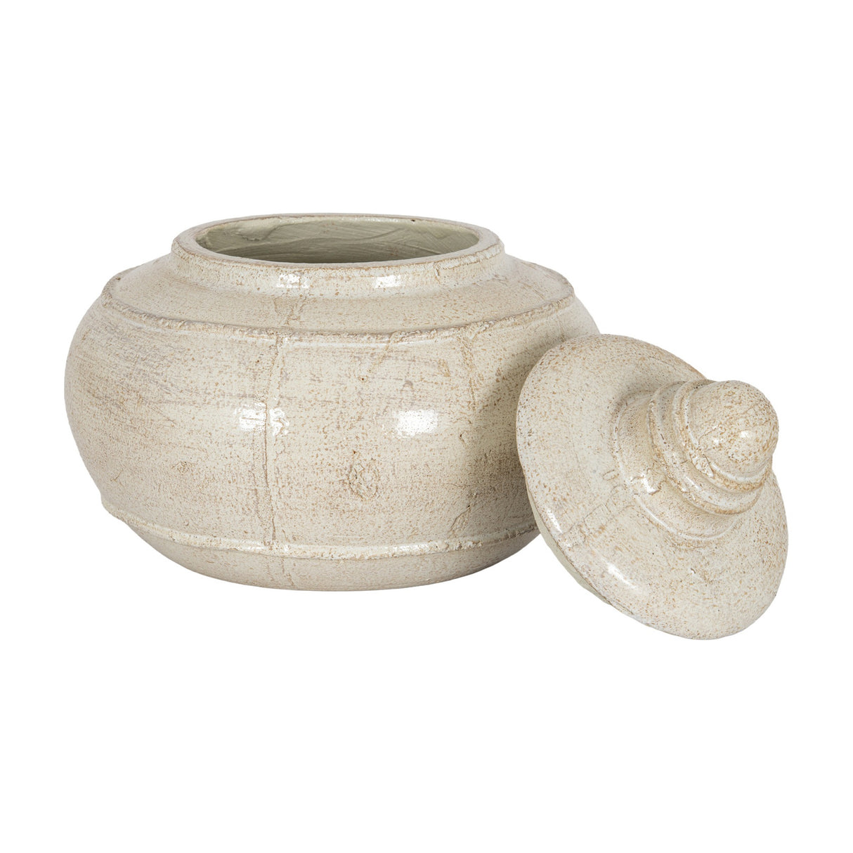 Medium Ceramic Pot With Lid – White