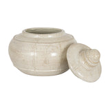 Medium Ceramic Pot With Lid – White