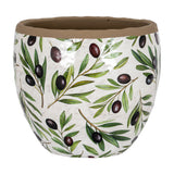 Large Olive Ceramic Planter – White