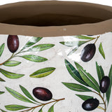 Medium Olive Ceramic Planter – White