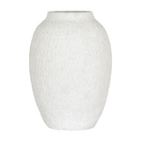 Hill Interiors Large Tall Ceramic Vase in white with a rounded body, tapered neck and textured finish, shown against a plain white background.