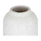 Close-up of the Hill Interiors Large Tall Ceramic Vase in white, showing the textured glazed surface, rounded shoulder and tapered neck opening.