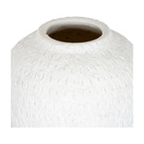 Close-up of Hill Interiors Large Round Ceramic Vase in white, showing the textured chalky finish and narrow opening at the tapered neck.
