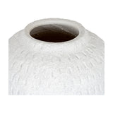 Close-up of Hill Interiors Medium Round Ceramic Vase in white, showing the textured matte surface, narrow opening and rounded body against a plain background.
