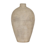 Hill Interiors Large Ceramic Vase in cream with a rounded body, tapered neck and textured matte finish, shown on a plain white background.