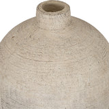 Close-up of Hill Interiors Large Ceramic Vase in cream, showing the rounded body, narrow tapered neck and textured matte finish against a white background.
