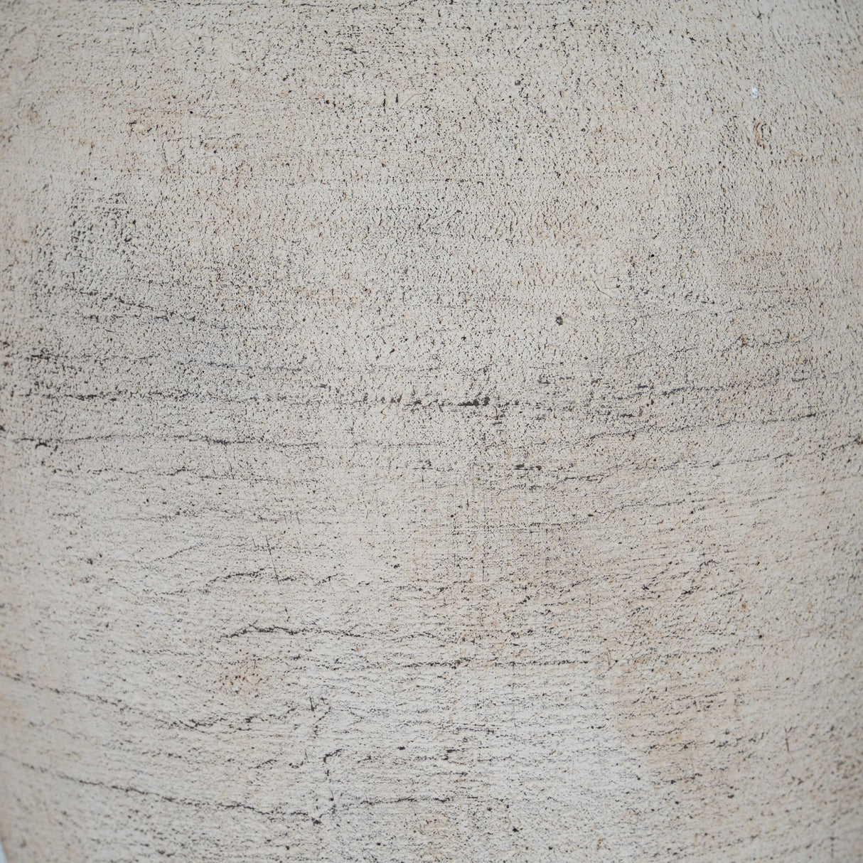 Close-up of the Hill Interiors Large Ceramic Vase in cream, showing the soft matte finish and subtle dark speckled texture across the rounded body.