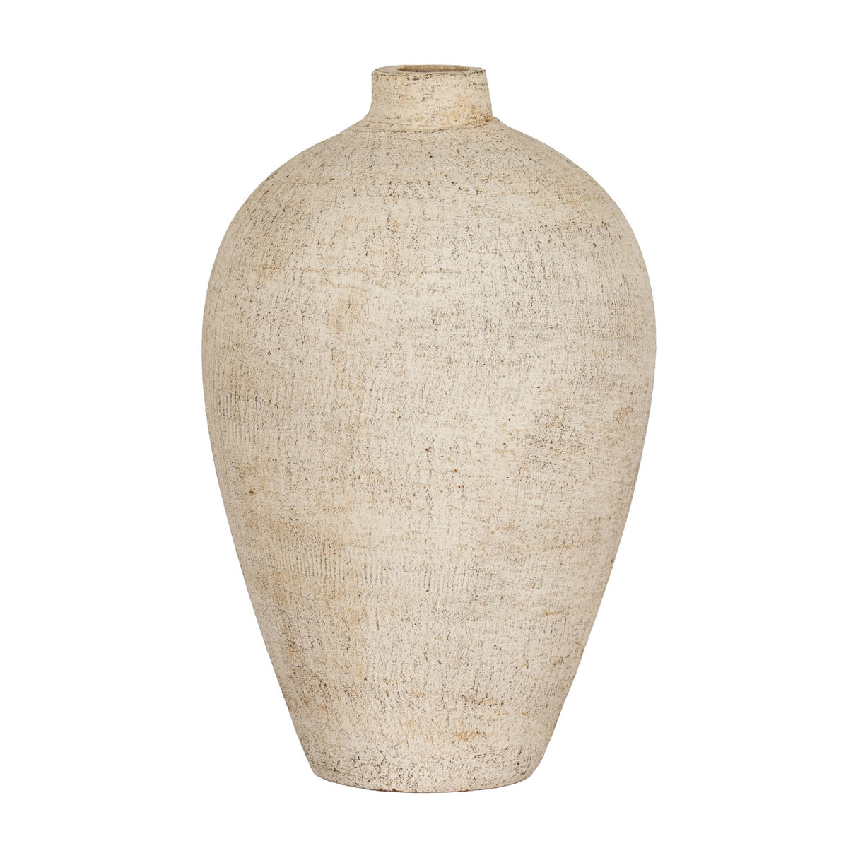 Hill Interiors Ceramic Medium Vase 28cm in cream, a tall rounded form with narrow neck and textured chalky finish, shown on a plain white background.
