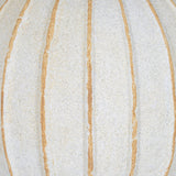 Close-up of Hill Interiors Large Globe Ceramic Vase in white, showing the speckled matte surface and raised vertical ribs in warm tan tones.