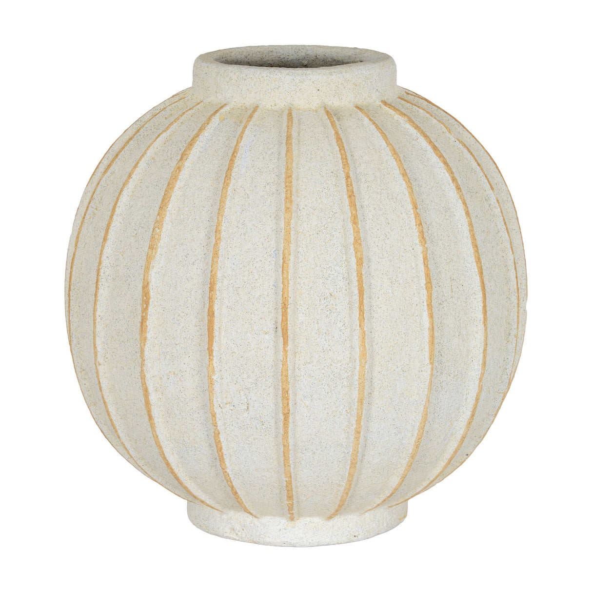 Hill Interiors Ceramic Globe Vase 25cm in white with a ribbed spherical body and narrow neck, shown on a plain white background.