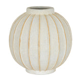 Hill Interiors Ceramic Globe Vase 25cm in white with a ribbed spherical body and narrow neck, shown on a plain white background.