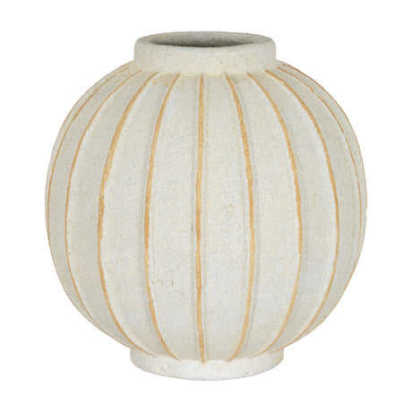 Hill Interiors Ceramic Globe Vase 25cm in white with a ribbed spherical body and narrow neck, shown on a plain white background.
