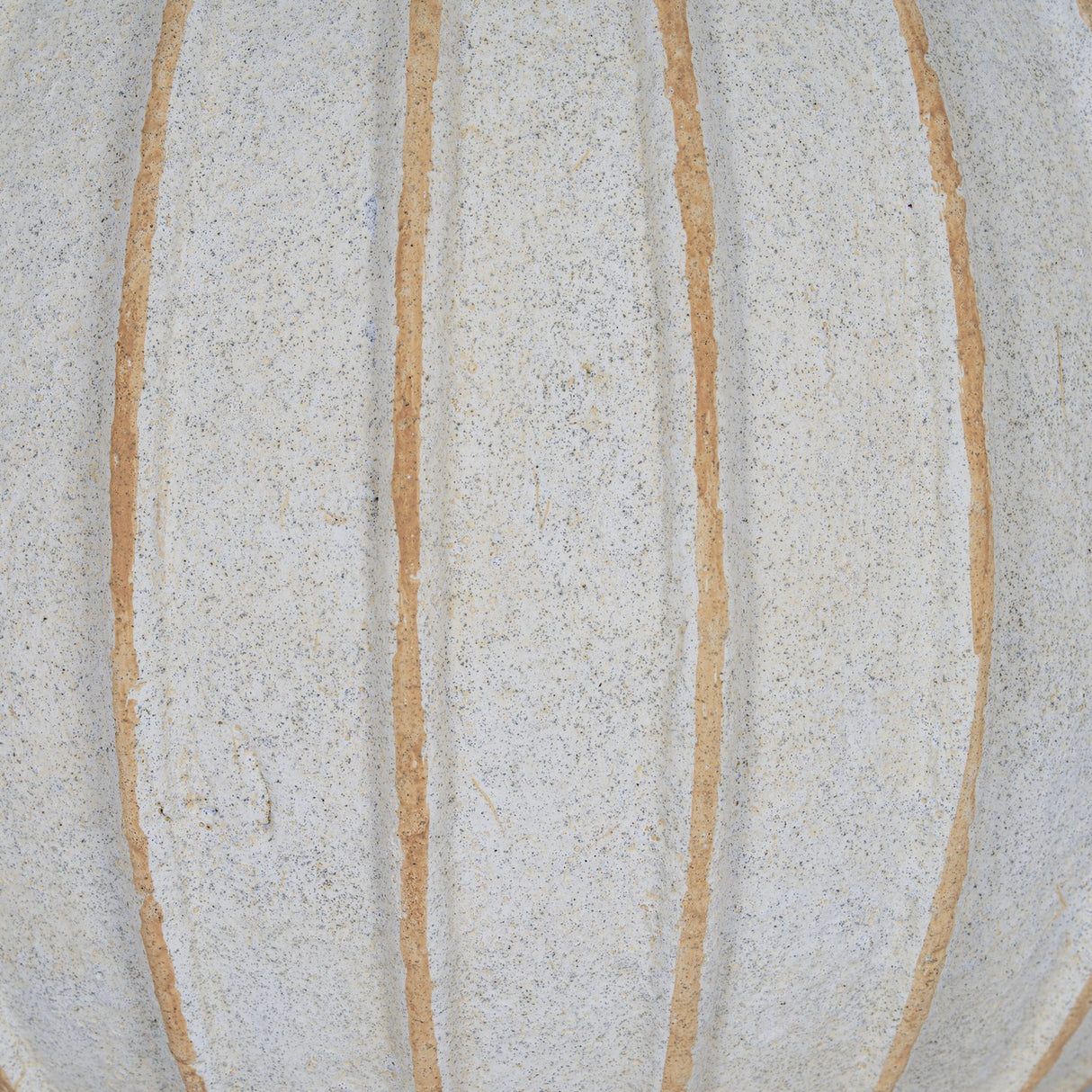 Close-up of Hill Interiors Ceramic Globe Vase 25cm in white, showing the speckled glaze and vertical ribbed panels edged with warm tan tones.