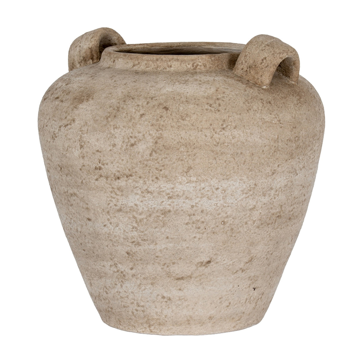Hill Interiors Large Urn Vase in brown ceramic, rounded tapered body with two side handles and textured tonal finish, shown on a plain white background.