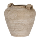 Hill Interiors Large Urn Vase in brown ceramic, rounded tapered body with two side handles and textured tonal finish, shown on a plain white background.