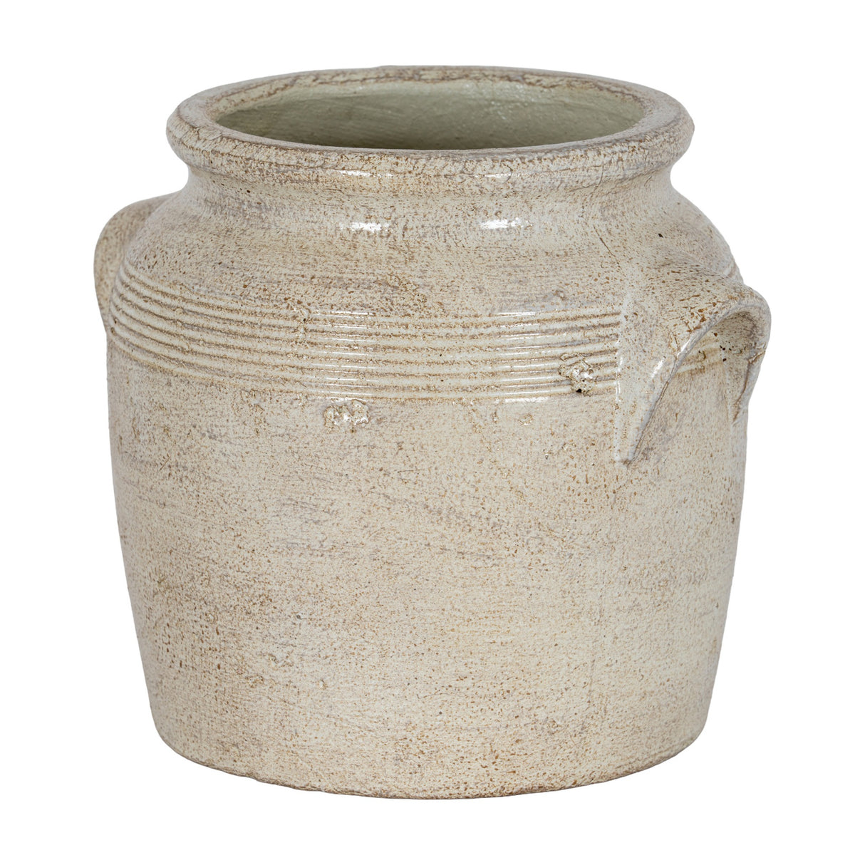 Large Ceramic Pot With Handles – White