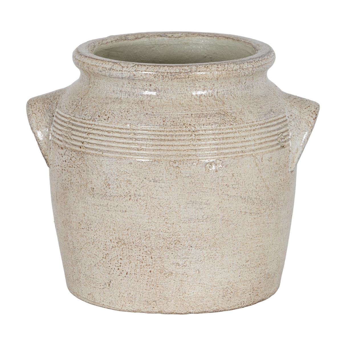 Large Ceramic Pot With Handles – White