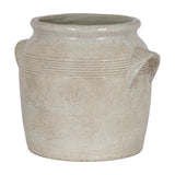Small Ceramic Pot With Side Handles – White