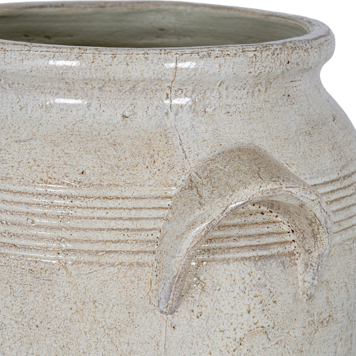 Small Ceramic Pot With Side Handles – White