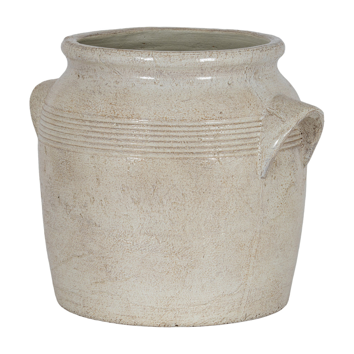 Small Ceramic Pot With Side Handles – White