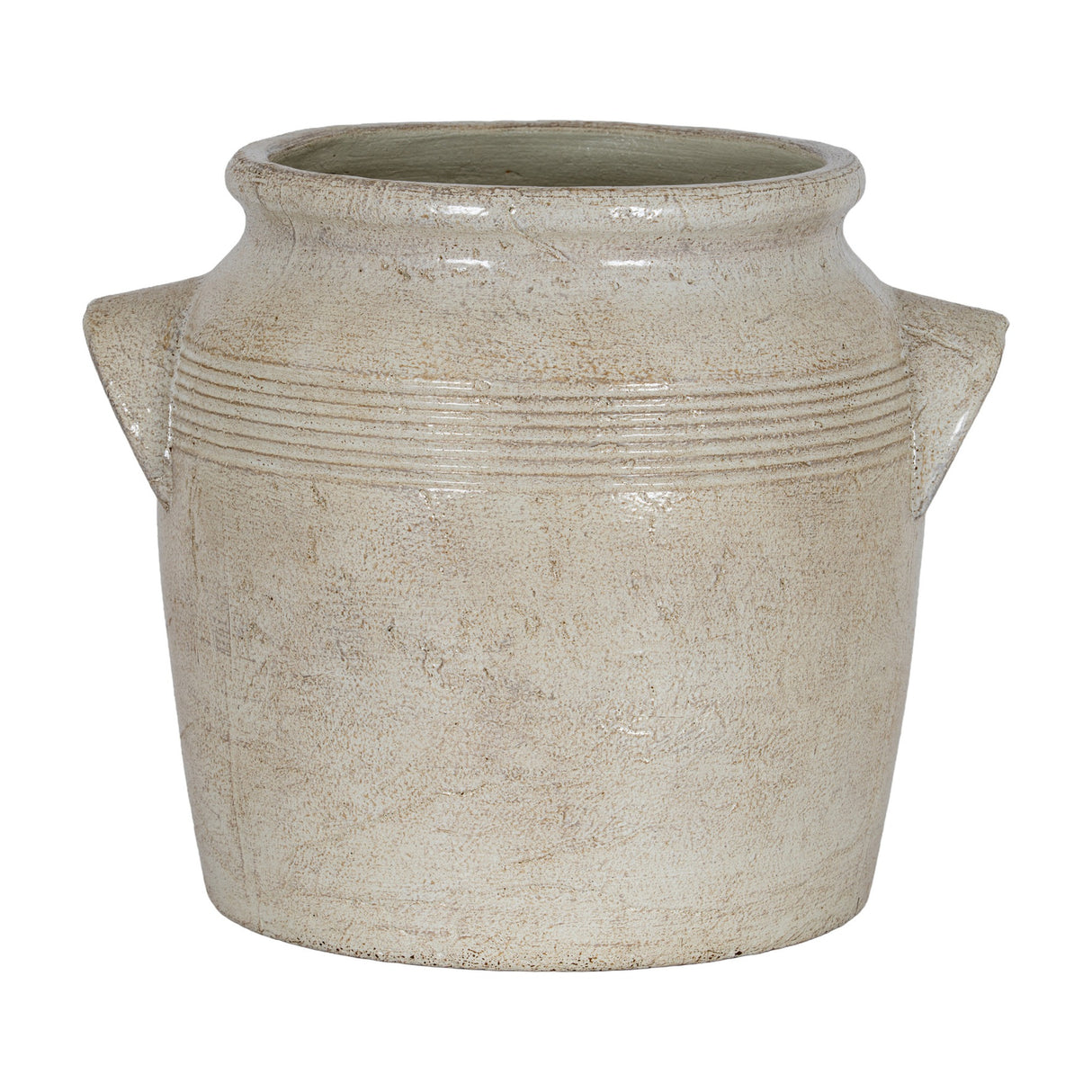 Small Ceramic Pot With Side Handles – White
