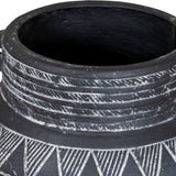 Etched Ceramic Planter With Handle – Black