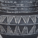 Etched Ceramic Planter With Handle – Black