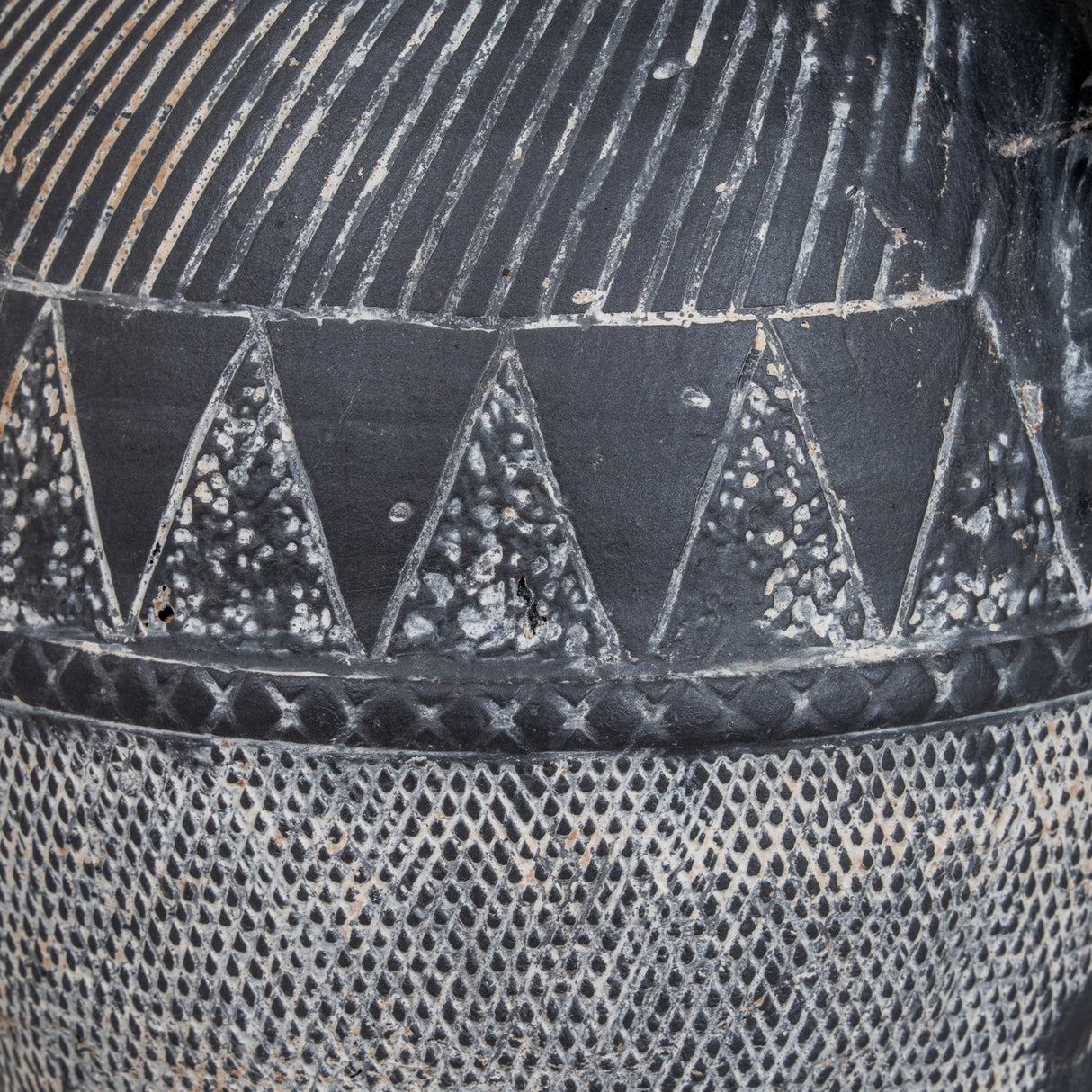 Etched Tall Ceramic Jug – Black