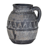 Etched Tall Ceramic Jug – Black