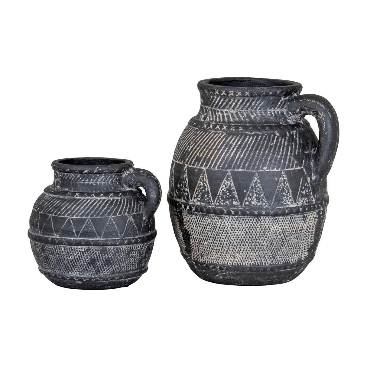 Etched Tall Ceramic Jug – Black