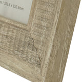 Close-up of the Hill Interiors White Wooden Photo Frame corner, showing the painted wood grain finish and 4x6 aperture edge.