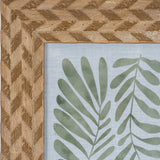 Close-up of Hill Interiors 5x7 wooden photo frame in brown, showing carved chevron grain detail around a printed green fern illustration.