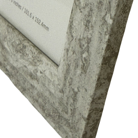 Close-up corner detail of Hill Interiors Wooden Photo Frame 5x7 in white, showing the textured painted wood finish and mitred joint around the aperture.