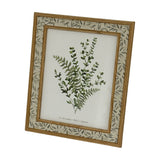 Hill Interiors wooden 8x10 photo frame in brown with a leaf-patterned inner border, displayed on a plain white background.