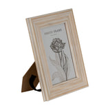 Hill Interiors wooden 4x6 photo frame in white with visible grain, shown upright on its kickstand against a plain white background.