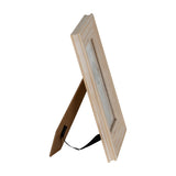 Rear side view of the Hill Interiors 4x6 white wooden photo frame showing the kickstand support and hanging fixing against a plain white background.
