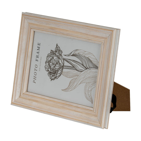 Hill Interiors wooden 5x7 photo frame in white with a smooth painted finish and slim moulded profile, shown angled on a plain white background.